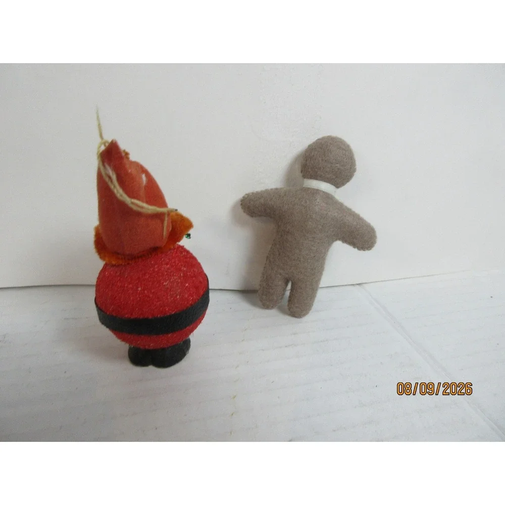 Vintage Christmas Decor Lot Snowman Bell Santa Ornament Gingerbread Man 5pc